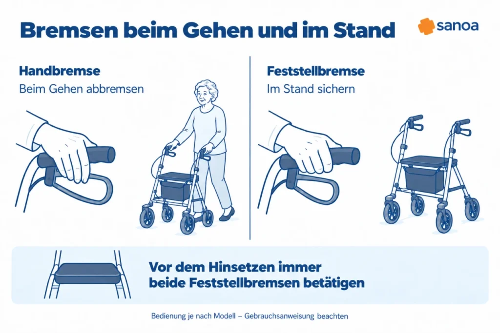 Wie bremst man einen Rollator - so geht's